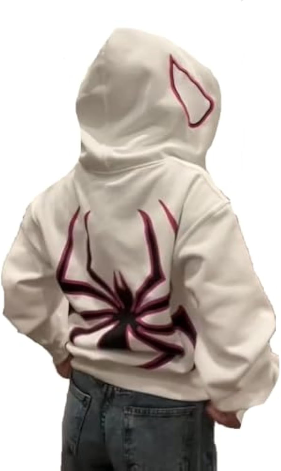 Y2K Spider Print Oversized Hoodie - Unisex Gothic Harajuku Sweatshirt with Spider Zipper Design