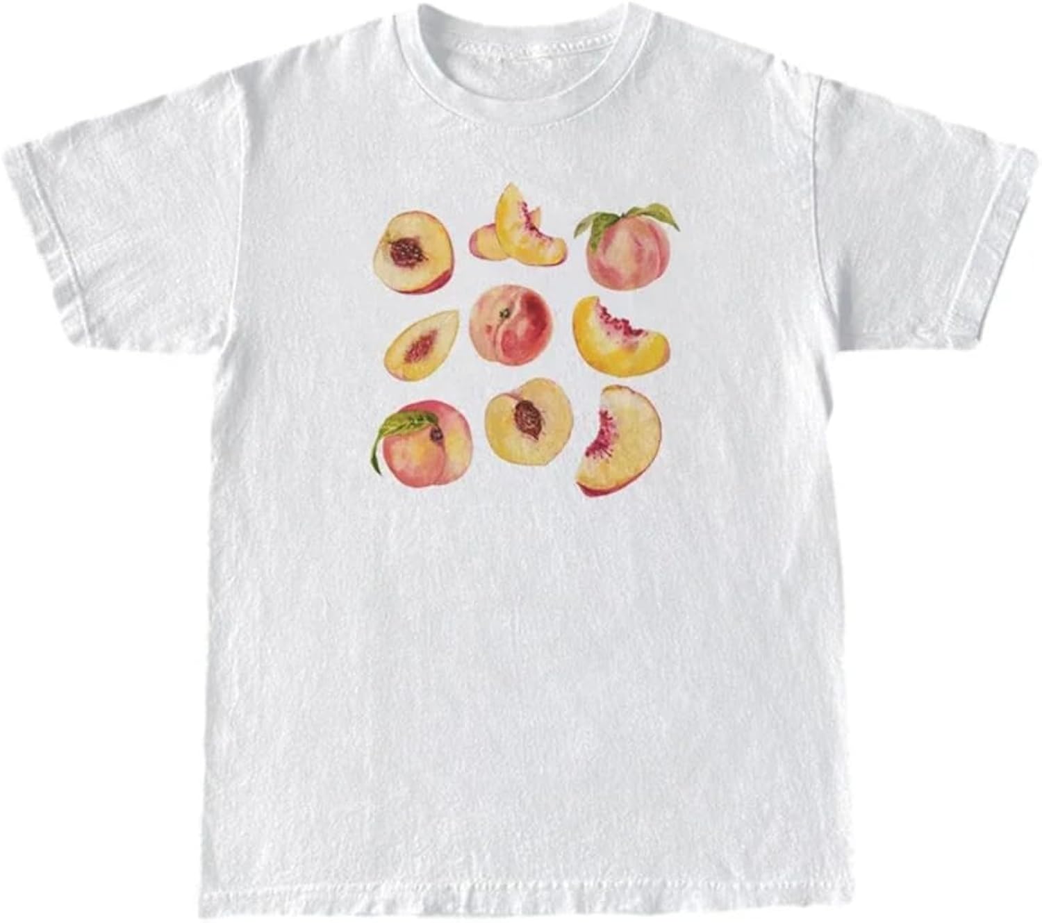 Vintage Peaches Printed Graphic Tees Summer Women Cute Short Sleeve Summer T-Shirt Fruit Shirt Aesthetic Tops