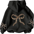 Girls Bow Graphic Hoodies Oversized/Cropped Hoodie Teen Pullover Long Sleeve Hooded Sweatshirt Casual Preppy Cute