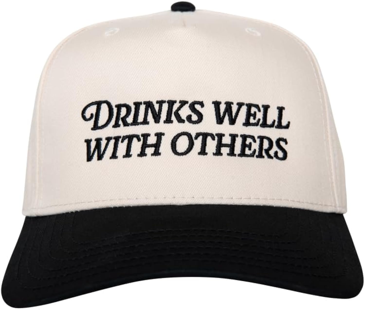 Drinks Well with Others Vintage Hat - Two-Toned Trucker Hat - Embroidered Vintage Baseball Cap for Women - Snapback