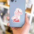 Walk By Faith Cowboy Boots Hat Western Waterproof Vinyl Christian Sticker