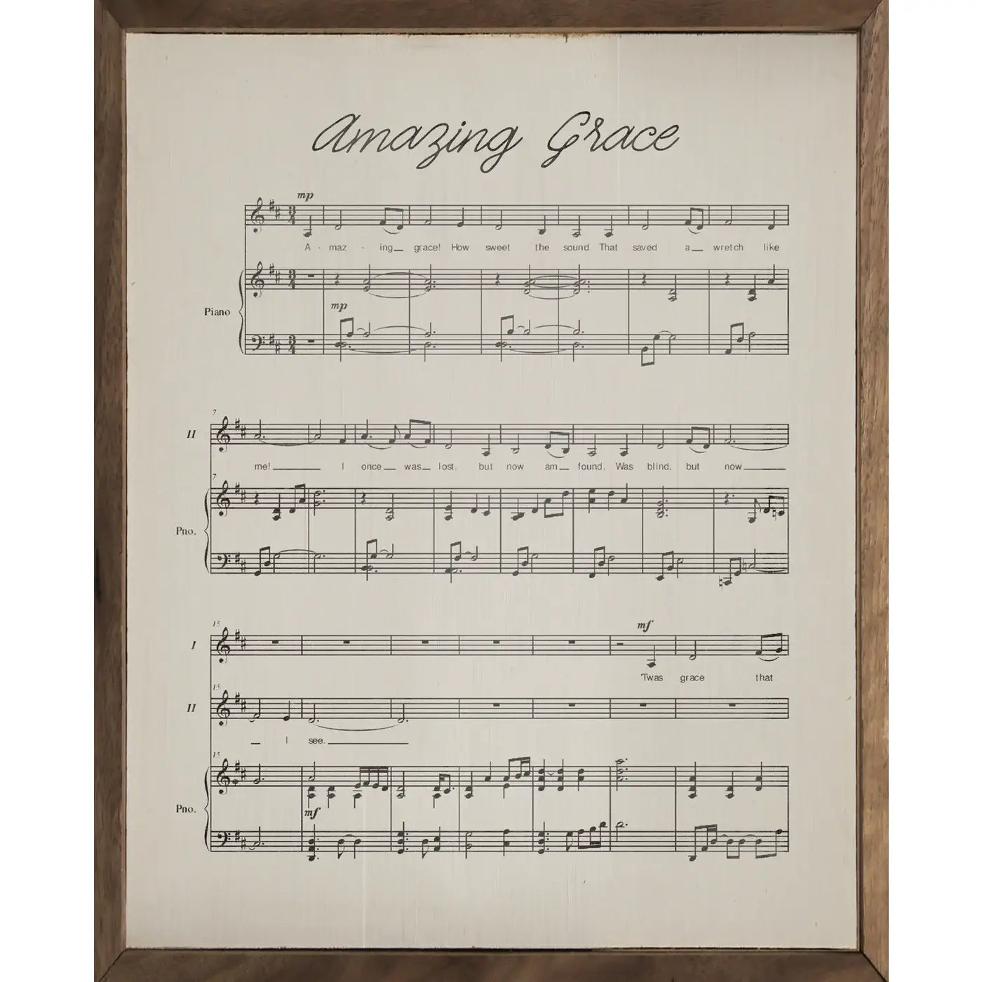 Amazing Grace Old Sheet Music White