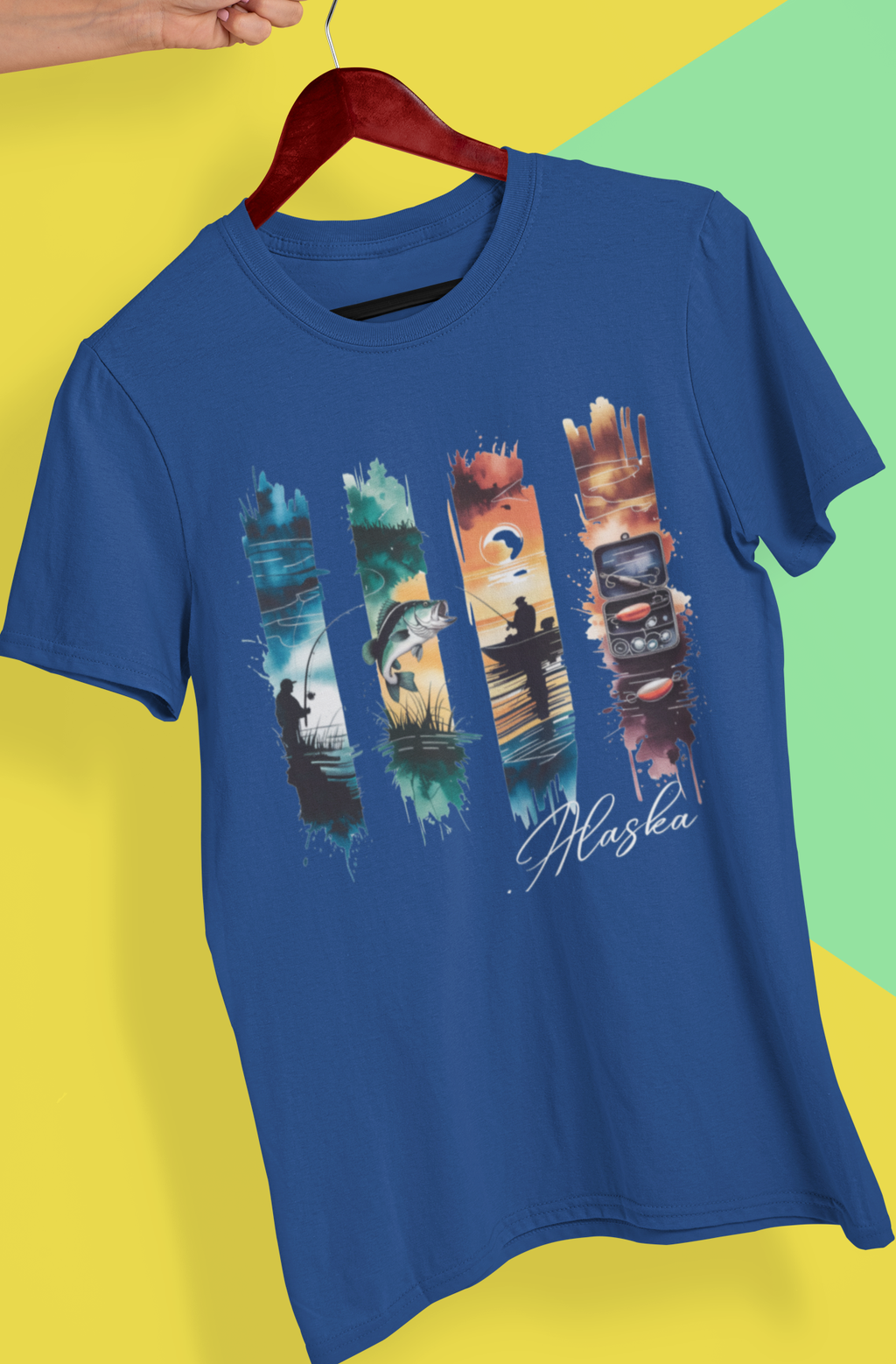 Fishing Brush Stroke  T-Shirt (Navy) - Add Your Location
