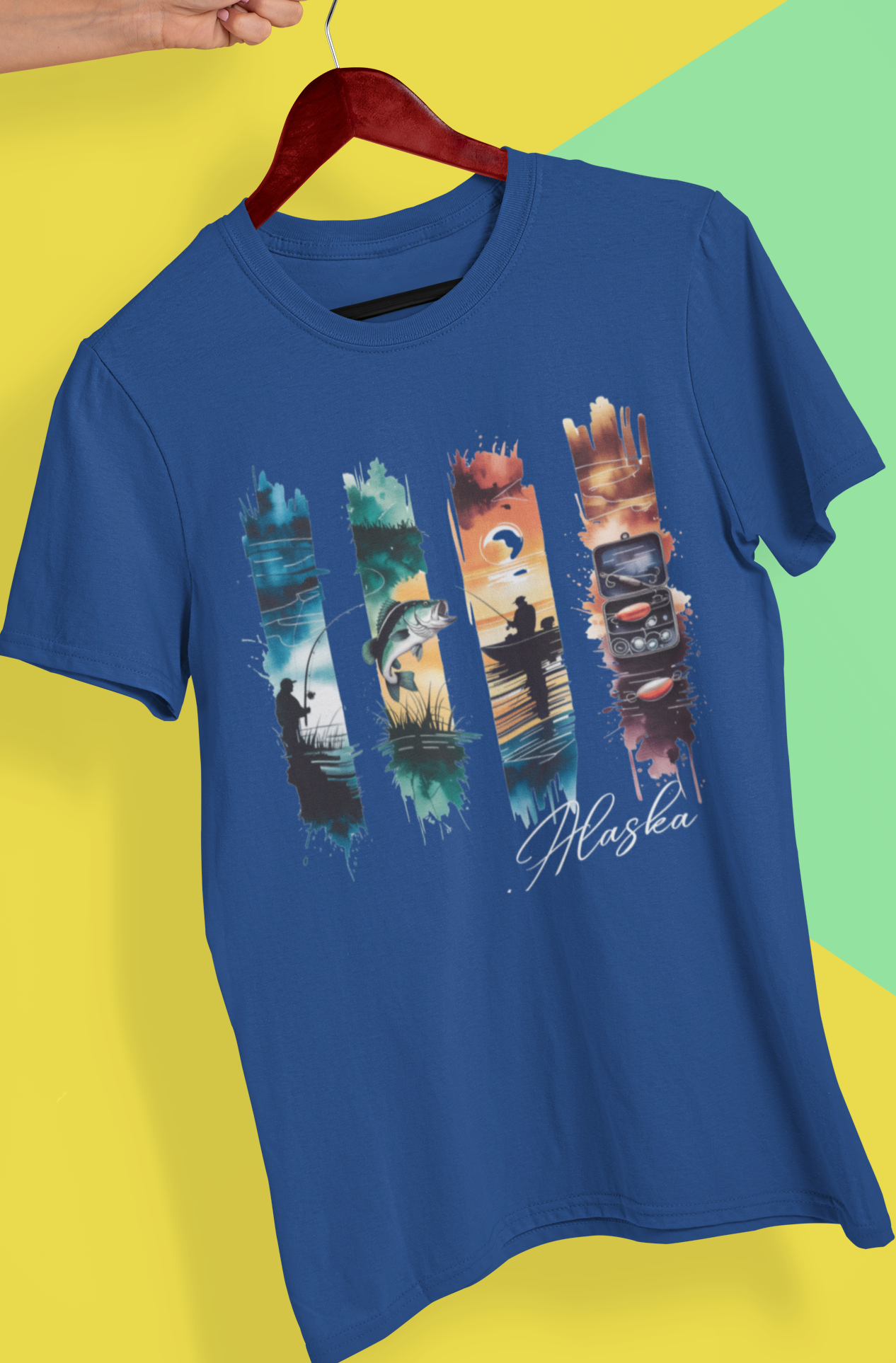 Fishing Brush Stroke  T-Shirt (Navy) - Add Your Location
