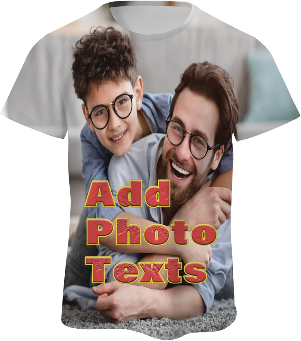 Custom T-Shirt Personalized Photos&Text Shirts All Over Print Short Sleeve Shirts for Men Women