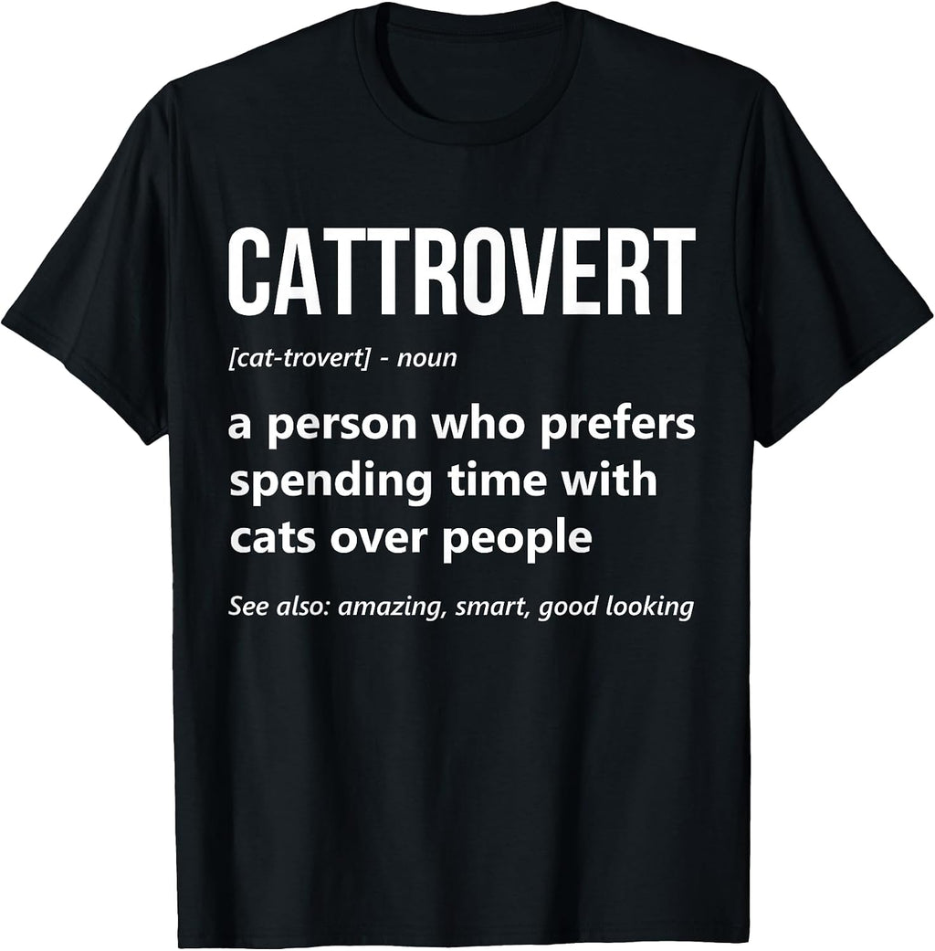 Cat Lover Funny Cattrovert Definition Kitty Kitten Cat Mom T-Shirt