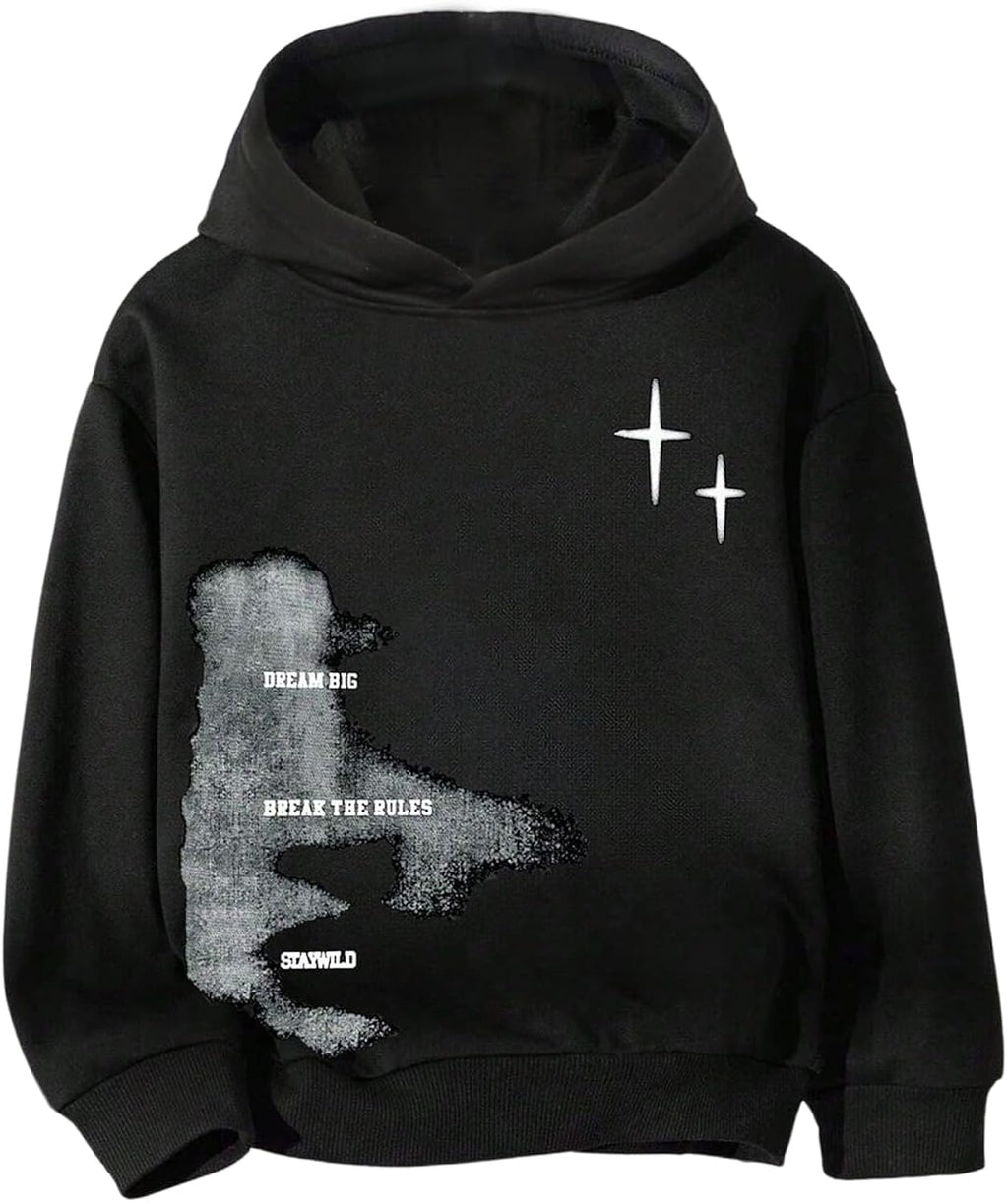 Boy's Graphic Hoodie Long Sleeve Hooded Pullover Sweatshirt Casual Streetwear Tops