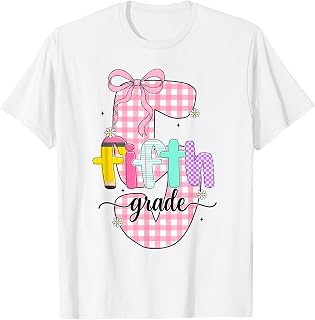 Preppy 5th Grade Coquette Back to School Students Kids Girls T-Shirt