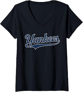 Women's Yankees Vintage Retro Style Tee, Classic 70s & 80s Yankees V-Neck T-Shirt