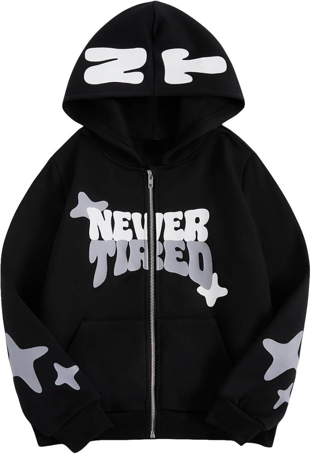 Boy's Zip Up Hoodies Sweatshirt Y2k Letter Graphic Long Sleeve Streetwear Jacket