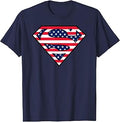 Superman 4th of July Classic Chest Symbol USA Flag T-Shirt
