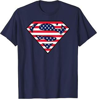 Superman 4th of July Classic Chest Symbol USA Flag T-Shirt