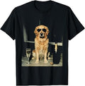 Golden Retriever Drinking Champagne Funny Dog Sunglasses T-Shirt
