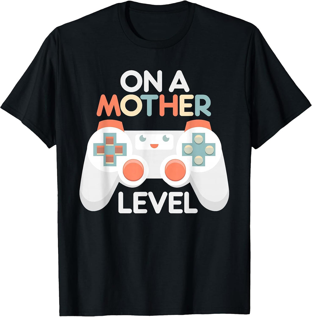 Funny Mothers Day Gamer Mom Gaming On A Mother Level Up Game T-Shirt