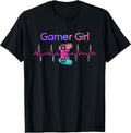 Video Games Gamer Girl Women Heartbeat Gift Gaming T-Shirt