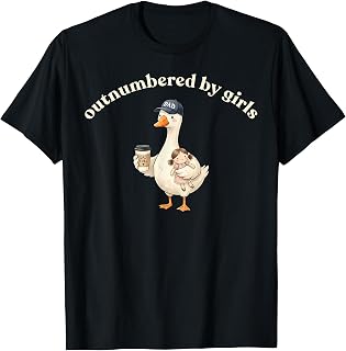 Funny Dad Goose Cute Outnumbered By Girls Fathers Day T-Shirt