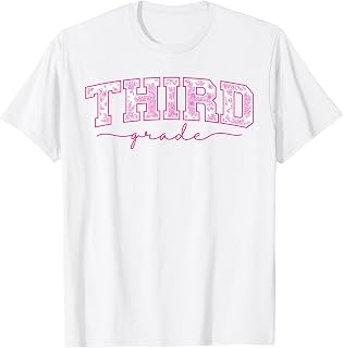 Back to School 3rd Third Grade Toile Pink Floral Teacher T-Shirt