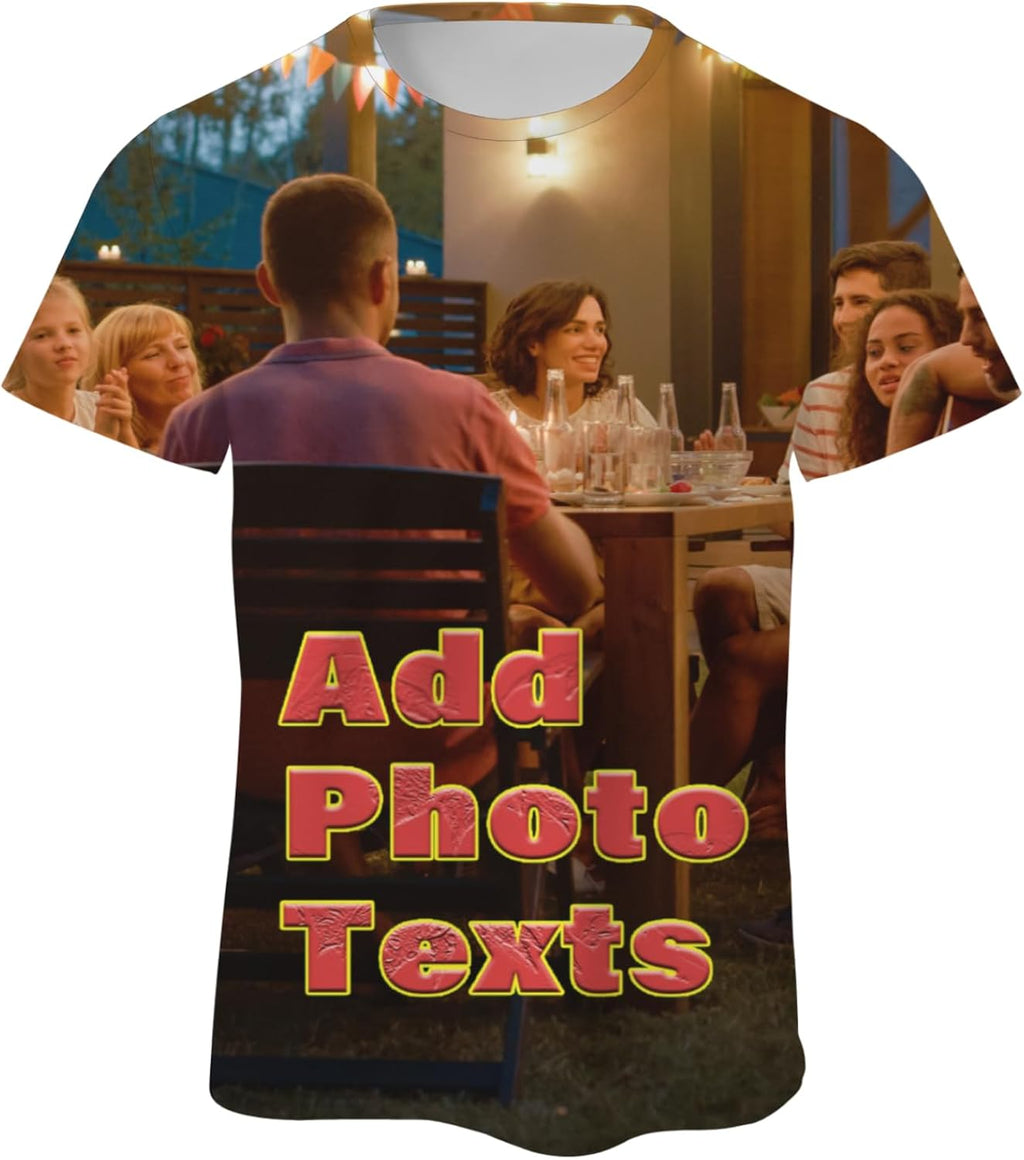 Custom T-Shirt Personlized Photo Text Shirt All Over Print Tees Design Your Own Crew Neck Shirt for Men Women