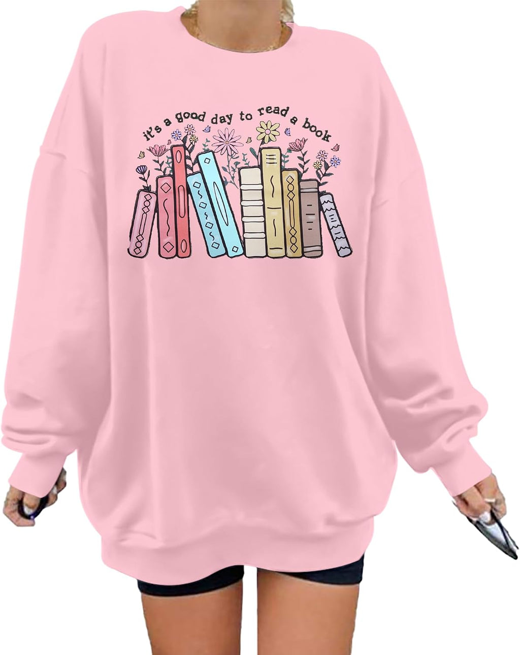 Book Sweatshirts Women It’s a Good Day to Read Book Graphic Shirt Bookish Teacher Reading Pullover Long Sleeve Top