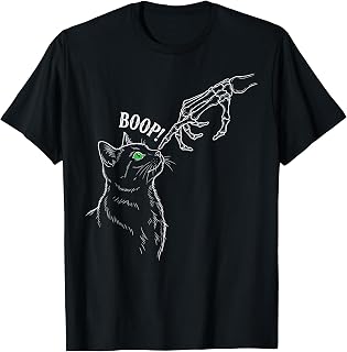 Skeleton Cat Boop Funny Spooky Halloween T-Shirt