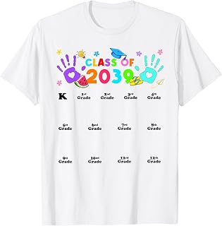 Class of 2039 Grow with Me Handprint Pre-K 12th Grade T-Shirt