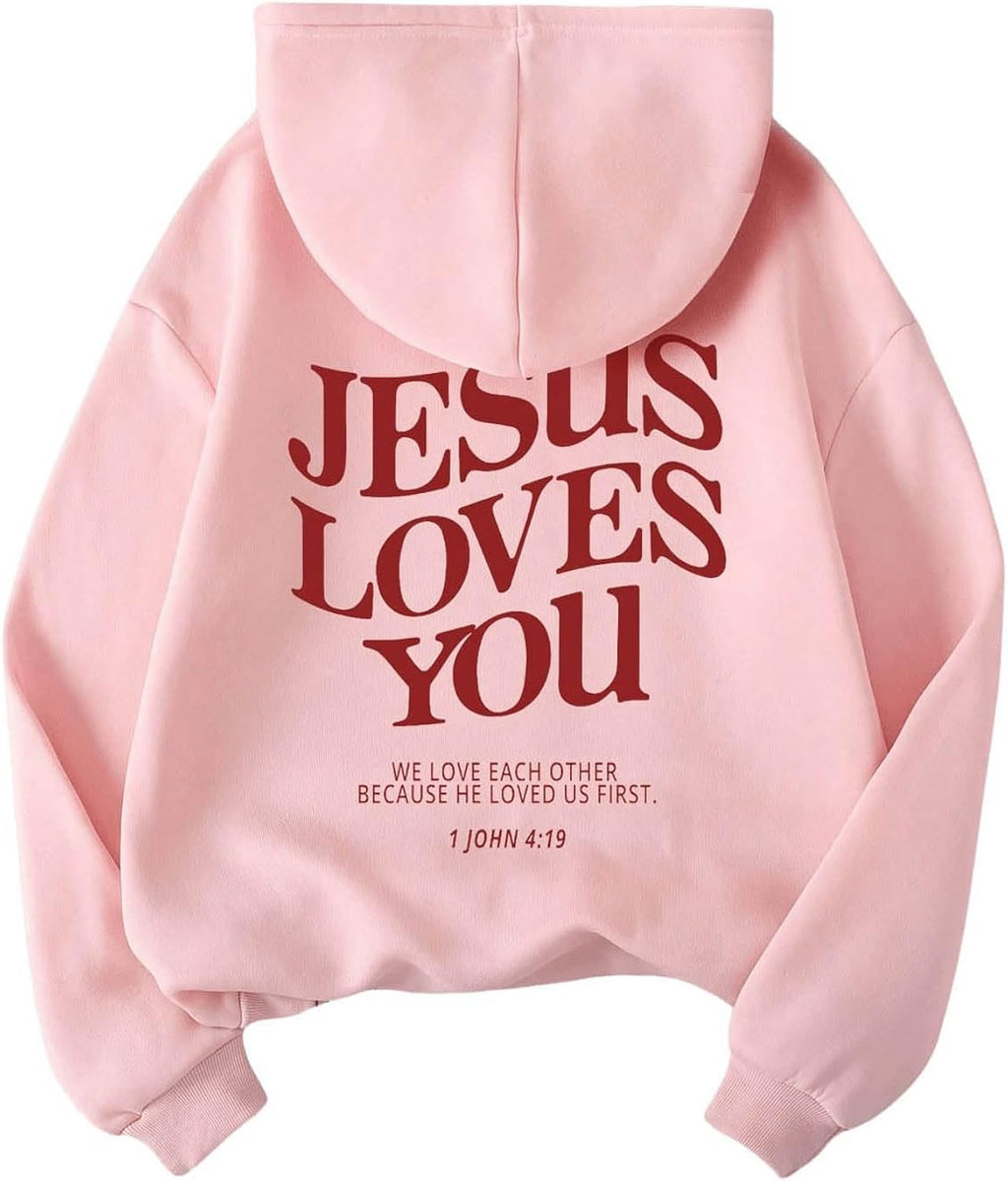 Women's Y2K Christian Jesus Hoodies Trendy Graphic Letter Long Sleeve Fall Oversized Halloween Sweatshirts