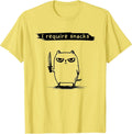 Funny Cat Meme I Require Snacks Design Men Women Kids T-Shirt