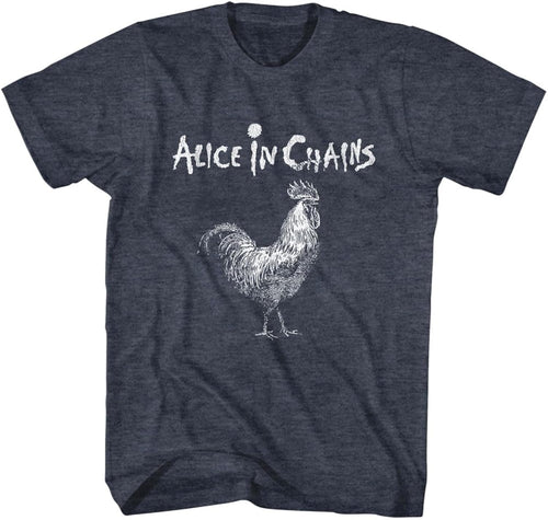 Alice in Chains Logo & Rooster Adult Navy Heather Short Sleeve T Shirt 90s Rock Vintage Style Graphic Tee