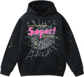 Y2K Spider Hoodie Cobweb Pattern Print Unisex Sweatshirt Men Women Graphic Outwear