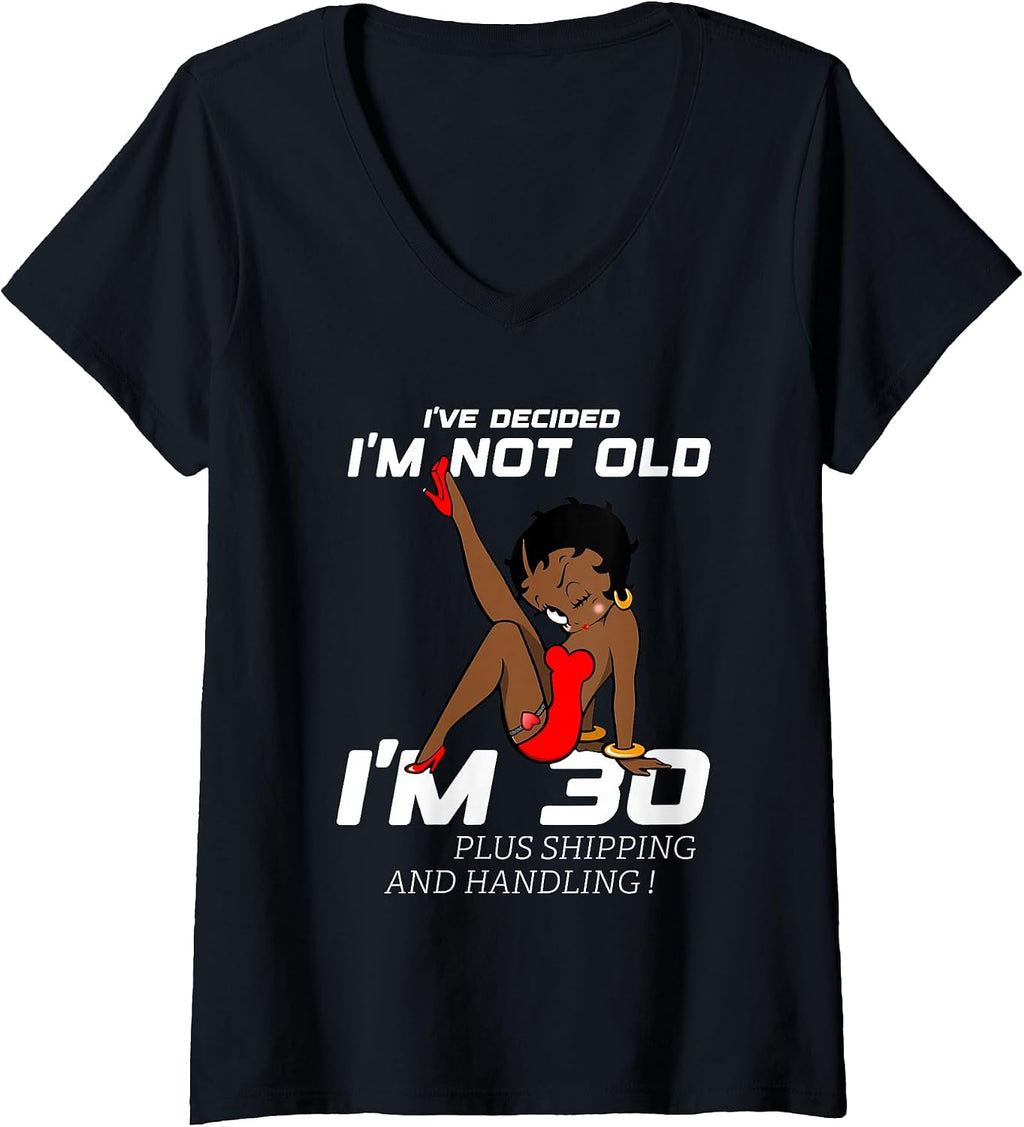 Womens Black Betty Birthday Boop Motivational V-Neck T-Shirt