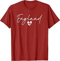 Vintage England Flag Heart Cursive Script Womens English T-Shirt