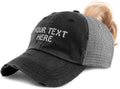 Womens Ponytail Cap Custom Hat Personalized Text & Name Distressed Moms Trucker Hats