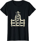 Cowgirl Sitting on Fence at Dusk Western Art T-Shirt
