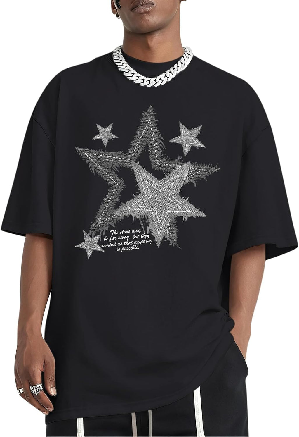 Men Star Graphic Shirt Y2k Oversized Shirts Streetwear Vintage Tees Grunge Inspirational Motivational Casual Tshirts