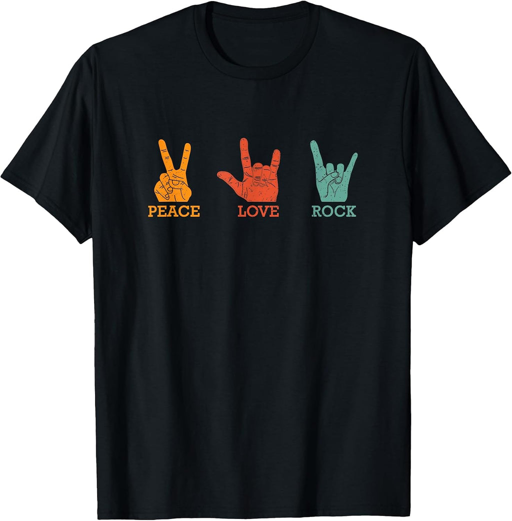 Classic Peace Love Rock Vintage Concert Band Rock Music T-Shirt