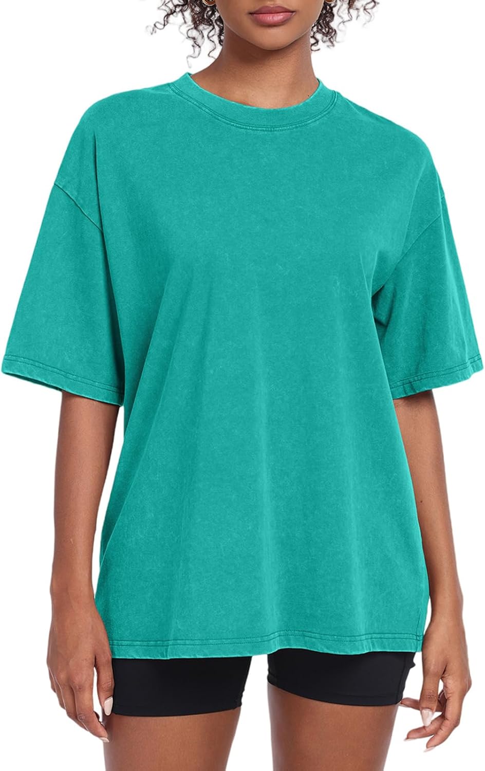 Womens Washed Vintage Oversized T-Shirt Baggy Workout Tops Short Sleeve Cotton Tshirts Streetwear Boyfriend Tee