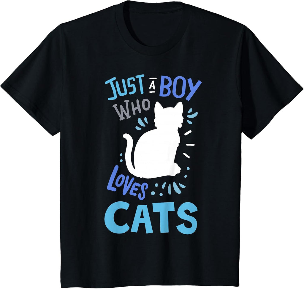 Kids Cat Just A Boy Who Loves Cats for Cat Lovers T-Shirt