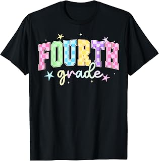 Back to School Checkered Fourth Grade Team Teacher Students T-Shirt