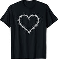 Barbed Wire Heart Grunge Punk Goth Gothic Egirl Aesthetic T-Shirt Small
