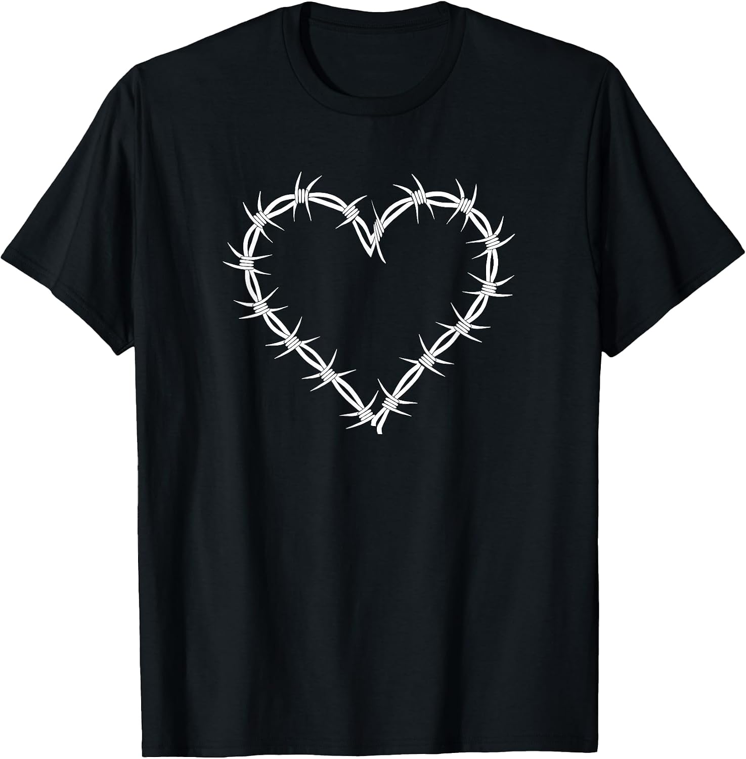 Barbed Wire Heart Grunge Punk Goth Gothic Egirl Aesthetic T-Shirt Small