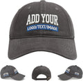 Custom Embroidered & Printed Hats for Men Women - Personalized Baseball Cap with Your Logo/Text, Vintage Dad Hat Style (Dark Gray)