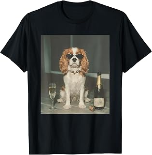 Cavalier King Charles Drinking Champagne T-Shirt