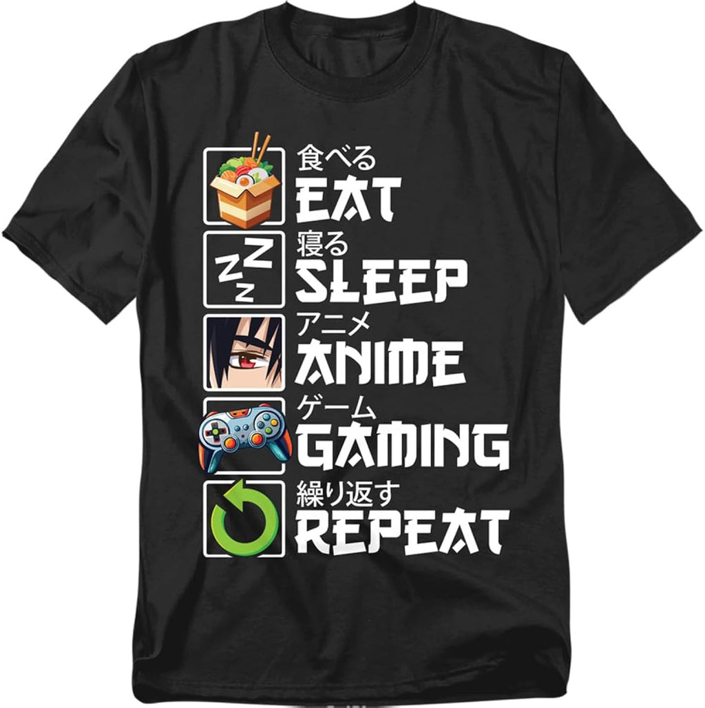 Anime Gaming List T Shirt – Funny Otaku Gamer Humor Tee for Men or Women, Unisex Adult