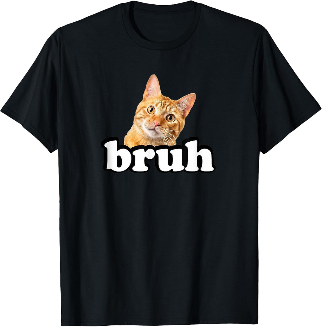 Cute Kids Womens & Mens Bruh Orange Tabby Cat Lover T-Shirt
