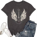 Nashville Country Concert Music T Shirts for Women Guitar Eagle Wing Graphic Short Sleeve Vintage Casual Girl Tee Tops