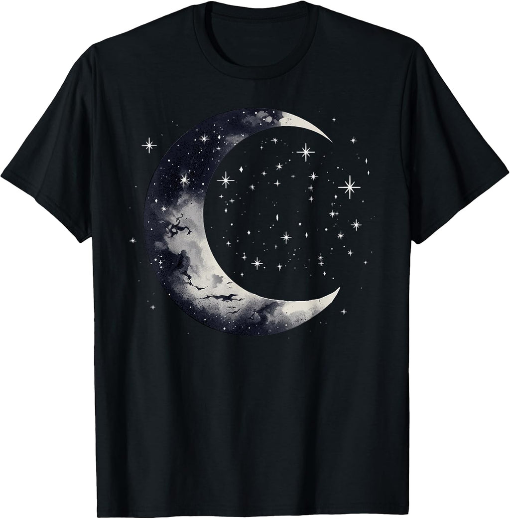 Stars and Moon Night Sky Galaxy Aesthetic Graphic Lovers T-Shirt