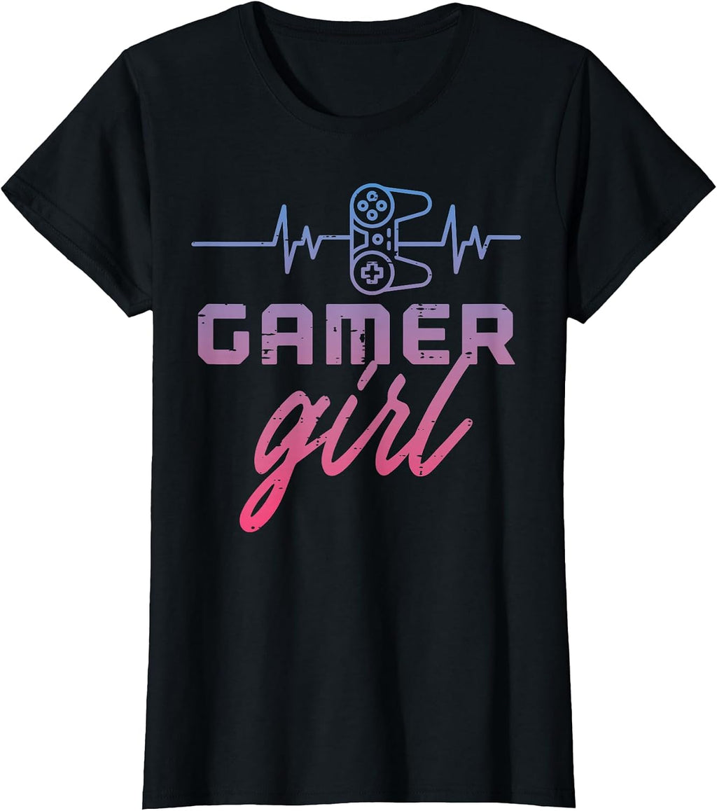 Gamer Girl Heartbeat Gaming Women Girls Kids Teens Youth T-Shirt