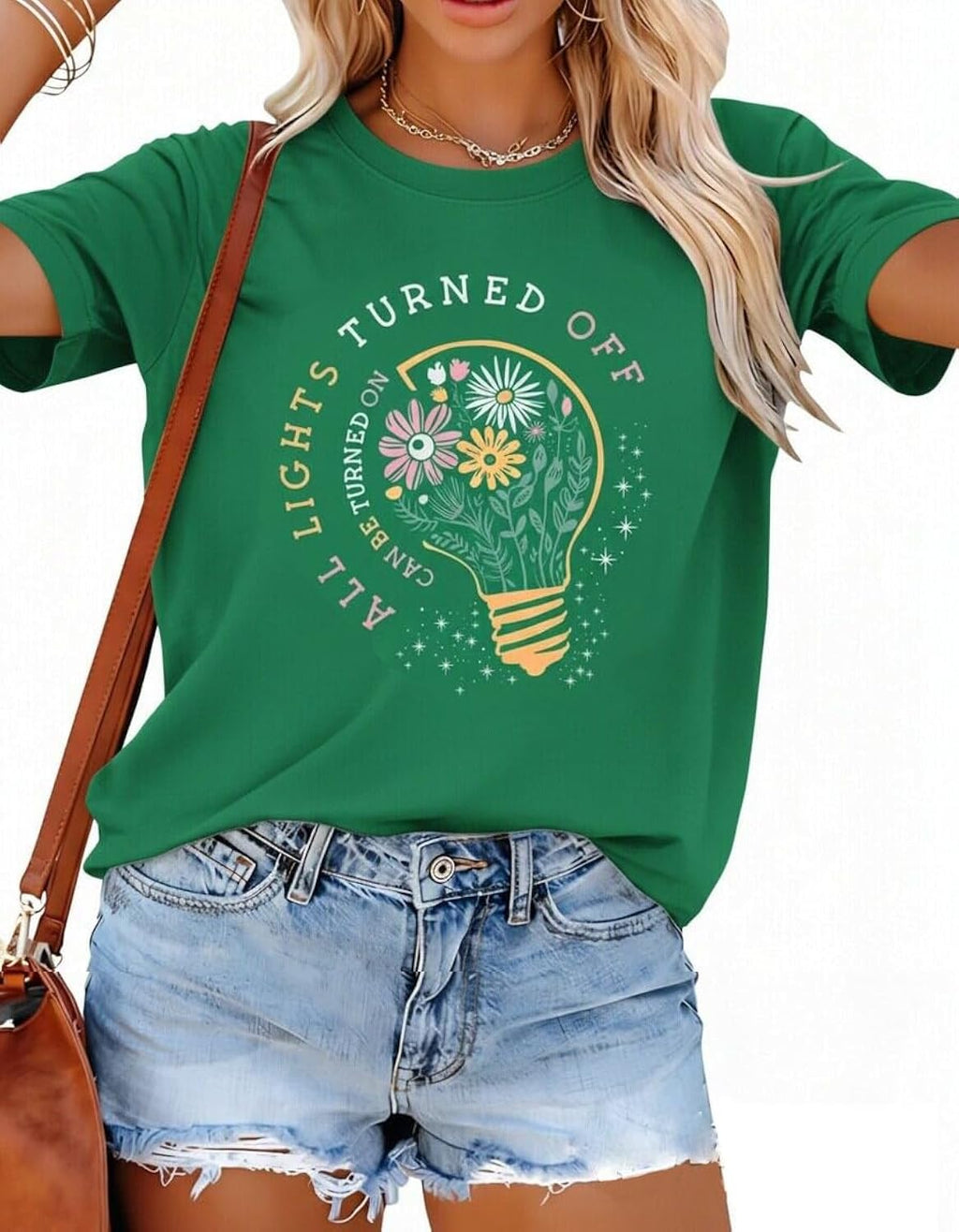 Mental Health Matters Shirt Women All Lights Turned Off Graphic Tees Wildflowers T-Shirts Inspirational Tops