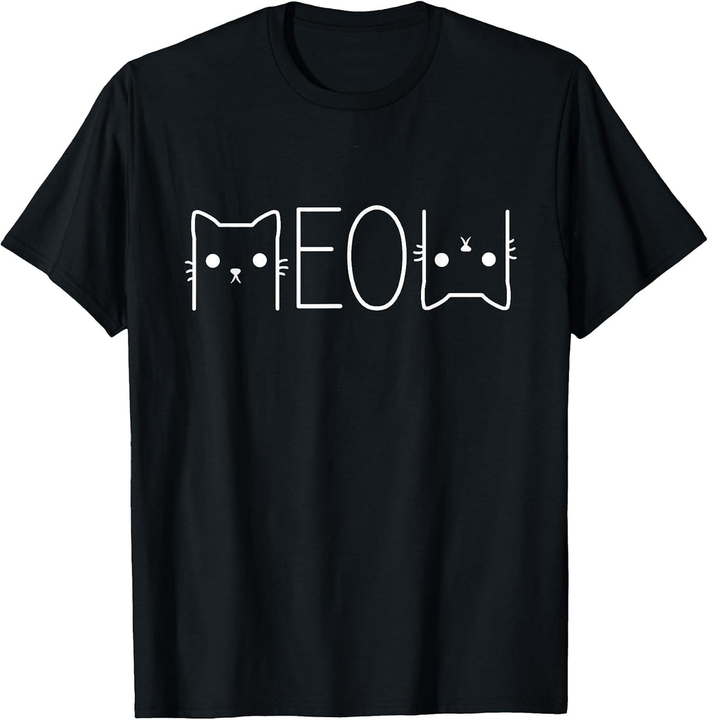 Funny Meow Graphic Merch Casual Cat Lover Cute Cat Meme T-Shirt