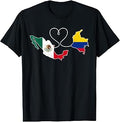 Half Colombian Half Mexican Map Mexico Colombia Flag Pride T-Shirt